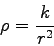 \begin{displaymath}
\rho = \frac{k}{r^2}
\end{displaymath}