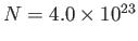 $N = 4.0\times 10^{23}$