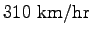 $ \rm 310~km/hr$