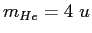$m_{He} = 4~u$