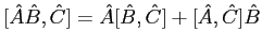 $[\hat A \hat B,\hat C] = \hat A [ \hat B,\hat C] + [\hat A,\hat C] \hat B$