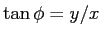 $\tan \phi = y/x$