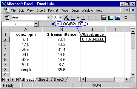 Chem301 Tutorial: Calculations with Excel