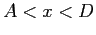 $A<x<D$