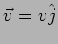 $\vec v = v \hat j$