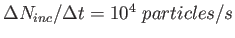 $\Delta N_{inc}/\Delta t =10^4~ particles/s$