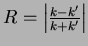 $R= \left \vert \frac{k-k^\prime}{k+k^\prime} \right \vert$